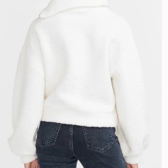 Express Asymmetrical Zip Sherpa Fleece White Pullover. Size XS. - Picture 2 of 3